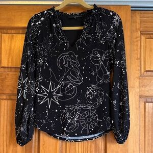 White House Black Market Starry Zodiac Patterned Women's Top